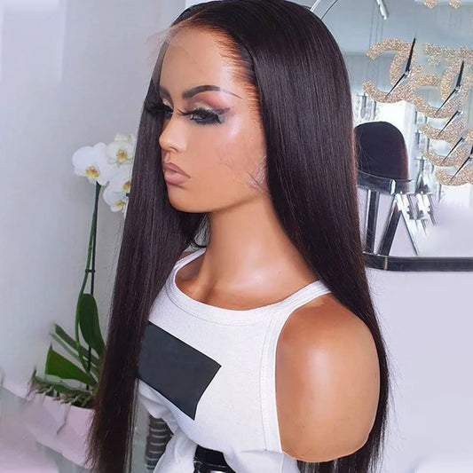 180D 13X4 Straight Lace Front Wig Human Hair Wigs Lace Wigs Pre Plucked Brazilian Straight Frontal Wig Human Hair Lace Front Wig