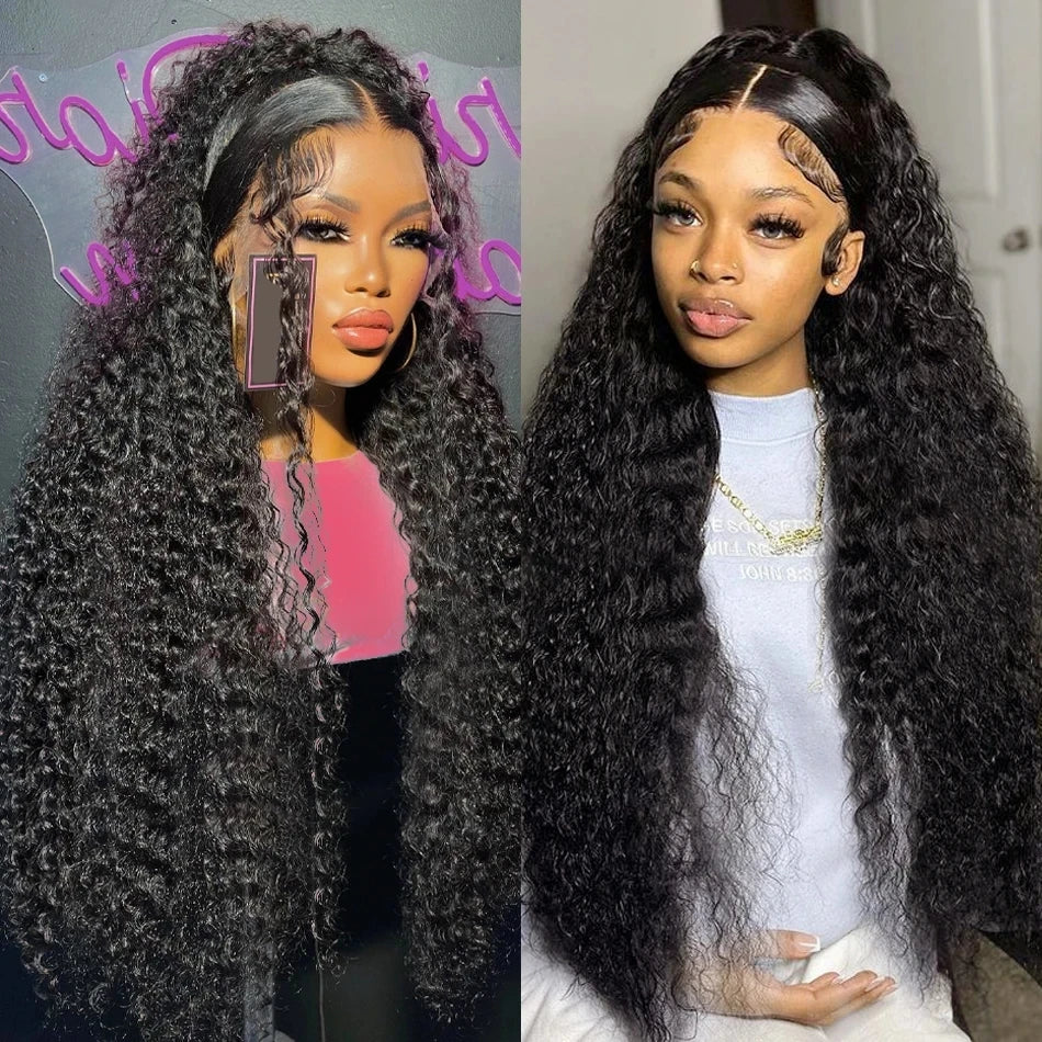 HD Deep Wave 13X4 Lace Frontal Human Hair Wig on Sale 28 30 32 Inch Brazilian Remy 200% Density Curly 4X4 Closure Wigs for Women
