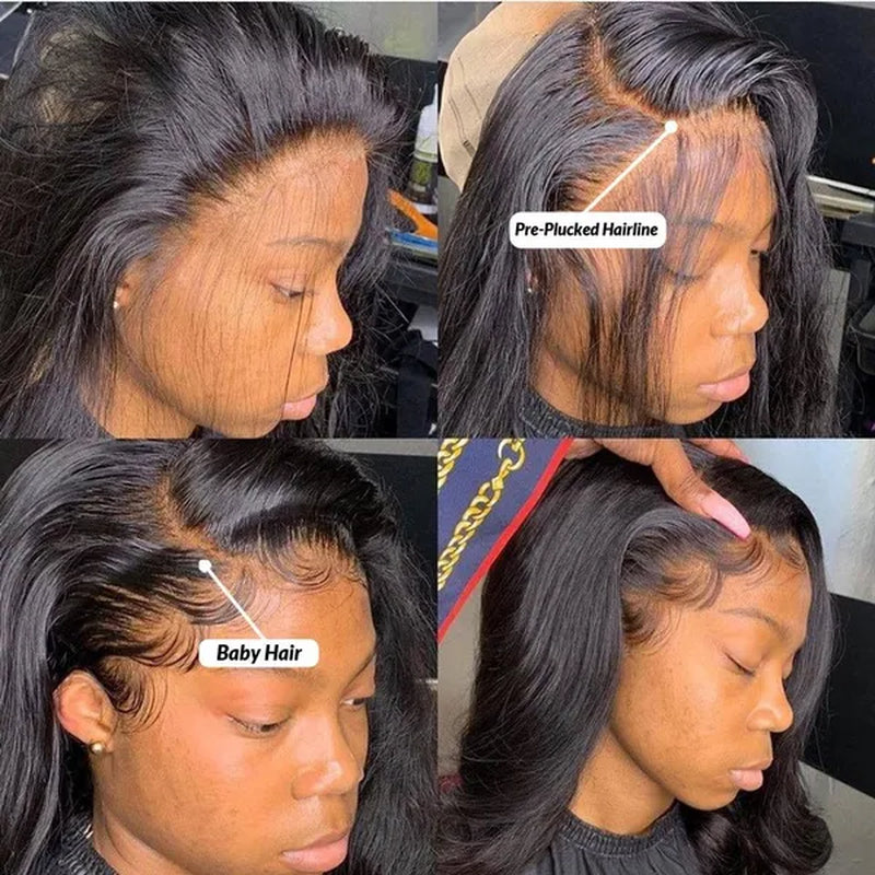 Lace Front Wigs Human Hair 13X4 Body Wave Transparent Lace Frontal Wigs 180% Density with Baby Hair Pre Plucked