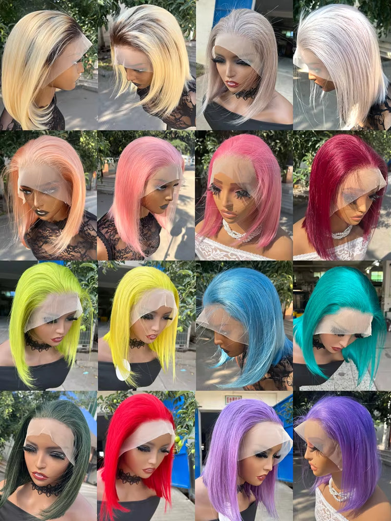 Grey Lace Front Wigs BOB Hair Grey Human Hair Wigs BOB Wig Straight 13X4 Lace Frontal Wig Colored Human Hair Wigs