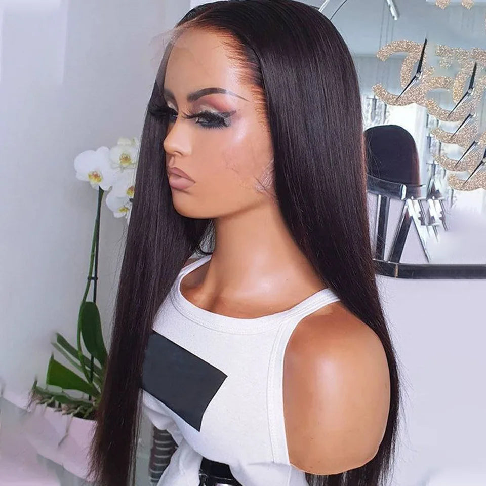 180D 13X4 Straight Lace Front Wig Human Hair Wigs Lace Wigs Pre Plucked Brazilian Straight Frontal Wig Human Hair Lace Front Wig