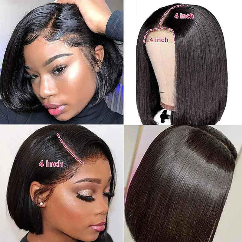 Cheap Short Bob Wigs Human Hair Lace Front Wigs for Black Women Wholesale Raw Indian Remy Pre Plucked Straight Hair Wig Vendor
