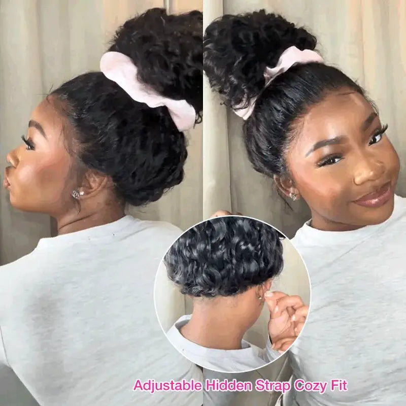 220% Density Glueless 360 Lace Frontal Wigs with Hidden Elastic String Ready & Go Affordable Snug Fit Human Hair Wigs Special Sale