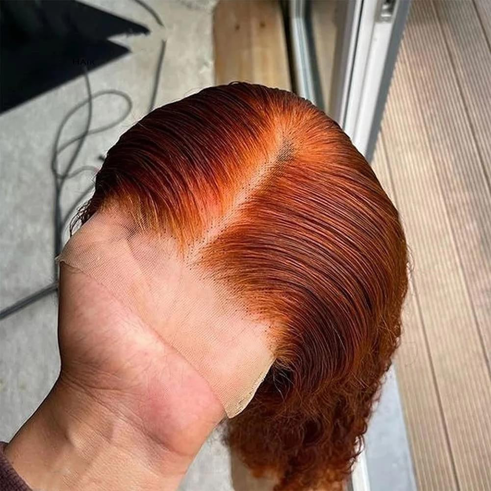 YUZHU Ginger Color 4X4 Deep Wave Human Hair Lace Front Wigs for Black Women