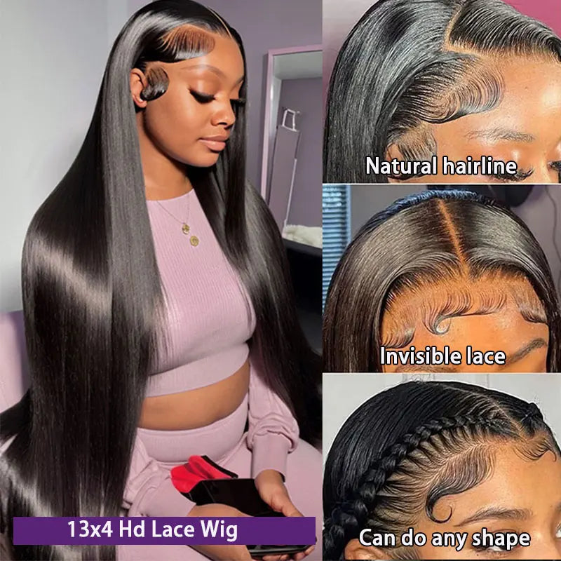 360 Straight Lace Front Wigs Human Hair 13X4 13X6 Transparent Lace Frontal Human Hair Wigs Brazilian 4X4 Remy Wig Human Hair