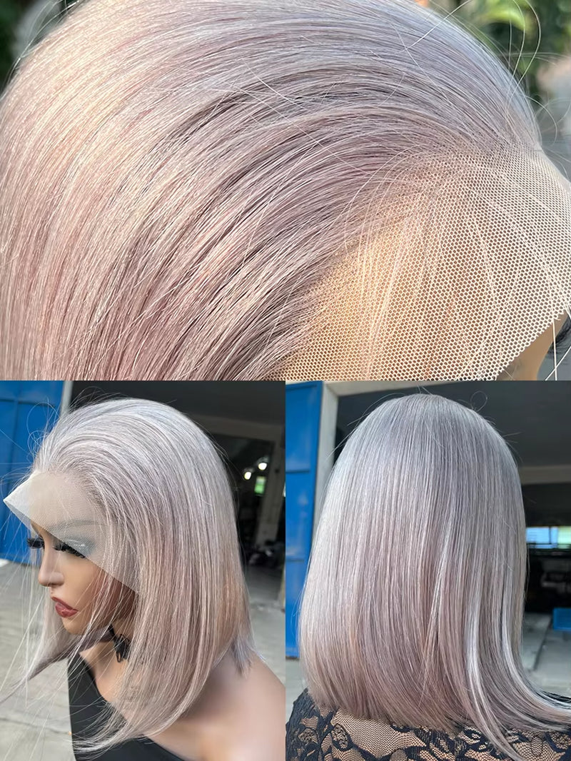 Grey Lace Front Wigs BOB Hair Grey Human Hair Wigs BOB Wig Straight 13X4 Lace Frontal Wig Colored Human Hair Wigs