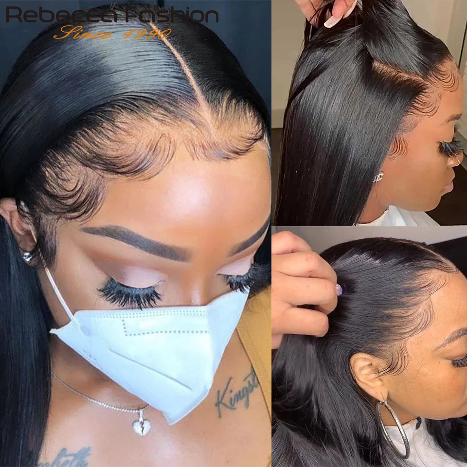 180D 13X4 Straight Lace Front Wig Human Hair Wigs Lace Wigs Pre Plucked Brazilian Straight Frontal Wig Human Hair Lace Front Wig