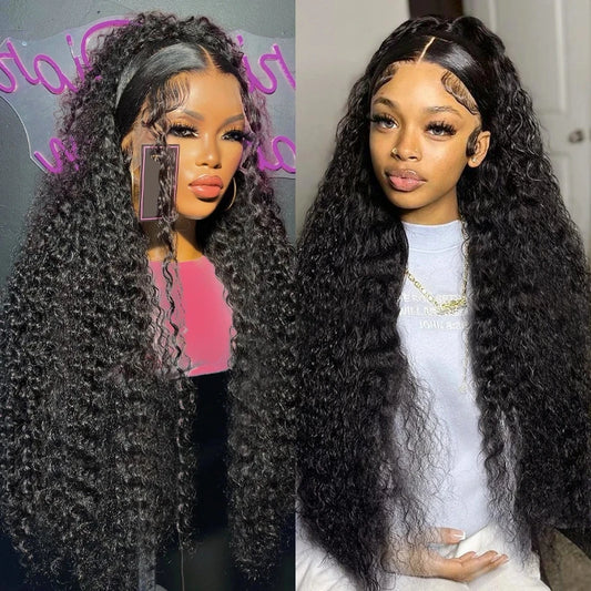 HD Deep Wave 13X4 Lace Frontal Human Hair Wig on Sale 28 30 32 Inch Brazilian Remy 200% Density Curly 4X4 Closure Wigs for Women