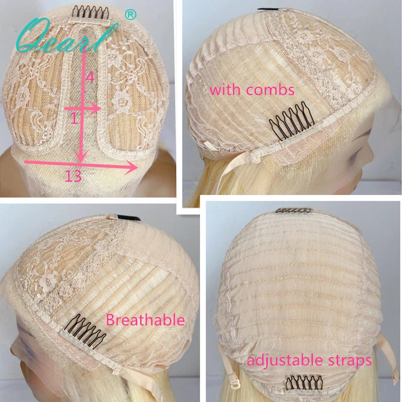 Women HD Lace Front Human Hair Wigs Short Bob Lace Frontal Wig Ombre Ash Blonde Grey Highlights 13X1 Transparent Wig Sale Qearl