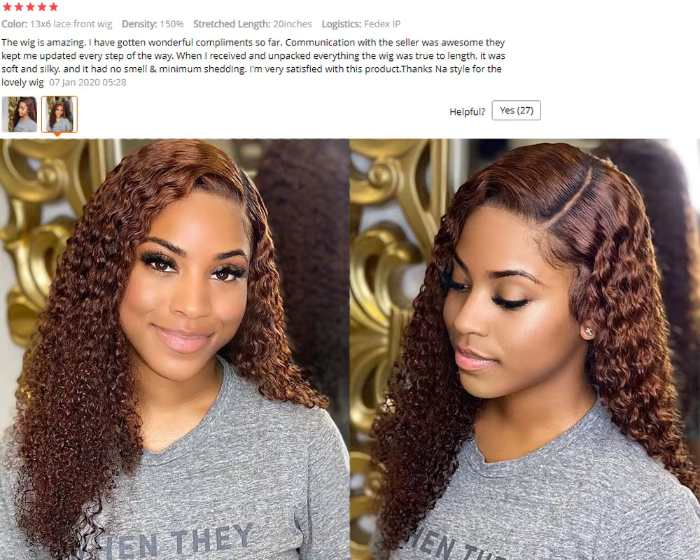 Colored Brown Curly Lace Front Wigs 180% 13X4 Lace Front Human Hair Wigs for Women Brazilian Remy Human Hair Wigs Preplucked