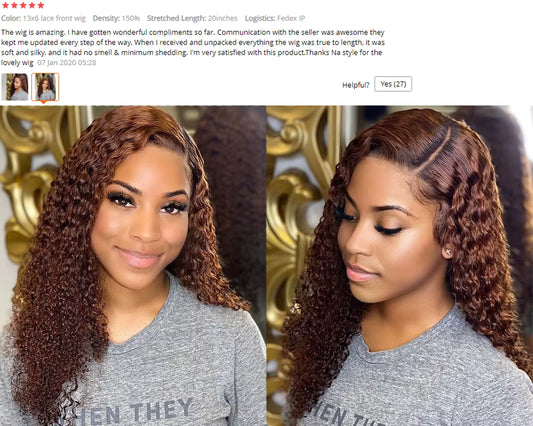Colored Brown Curly Lace Front Wigs 180% 13X4 Lace Front Human Hair Wigs for Women Brazilian Remy Human Hair Wigs Preplucked