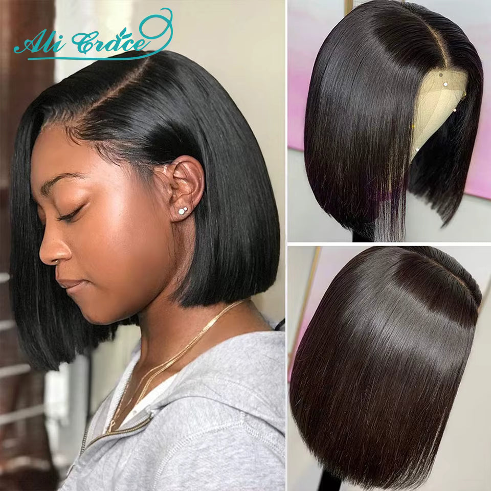 Bob Wig Lace Front Human Hair Wigs Brazilian Short Bob Wig 4X4 13X4 Lace Pre-Plucked Human Hair Lace Frontal Wigs