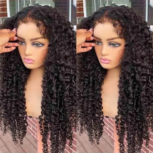 180 Density Human Hair Lace Wig Kinky Curly Edged Wigs Transparent Lace Wigs for Women Human Hair Remy Brazilian 28 30 Inch