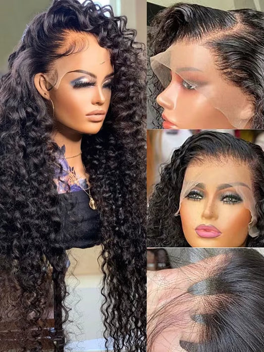 40 Inch Deep Wave Lace Frontal Wig 13X4 13X6 360 Hd Curly Human Hair Lace Front Wigs for Women Water Wave Pre Plucked Lace Wigs