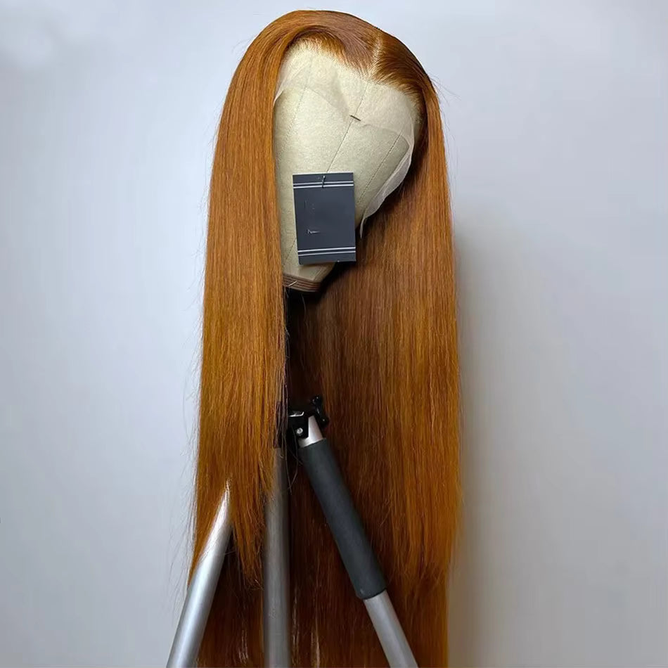 13X6 Ginger Blonde HD Lace Front Wig Human Hair Transparent Straight Lace Frontal Wigs Pre Plucked Colored Human Hair Wigs