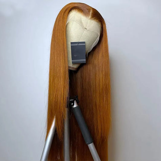 13X6 Ginger Blonde HD Lace Front Wig Human Hair Transparent Straight Lace Frontal Wigs Pre Plucked Colored Human Hair Wigs