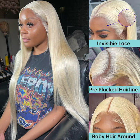 613 Transparent Hd Lace Frontal Wig 13X6 Bone Straight Blonde Human Lace Front 13X4 Brazilian Preplucked Human Hair Wigs
