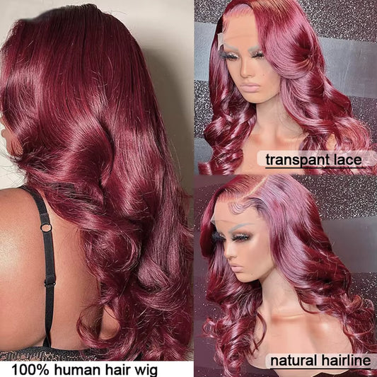 30 Inch Hd Lace Wig 13X6 Hd Lace Frontal Wig 13X4 Red Lace Front Human Hair Wigs 99J Burgundy Body Wave Lace Front Wigs