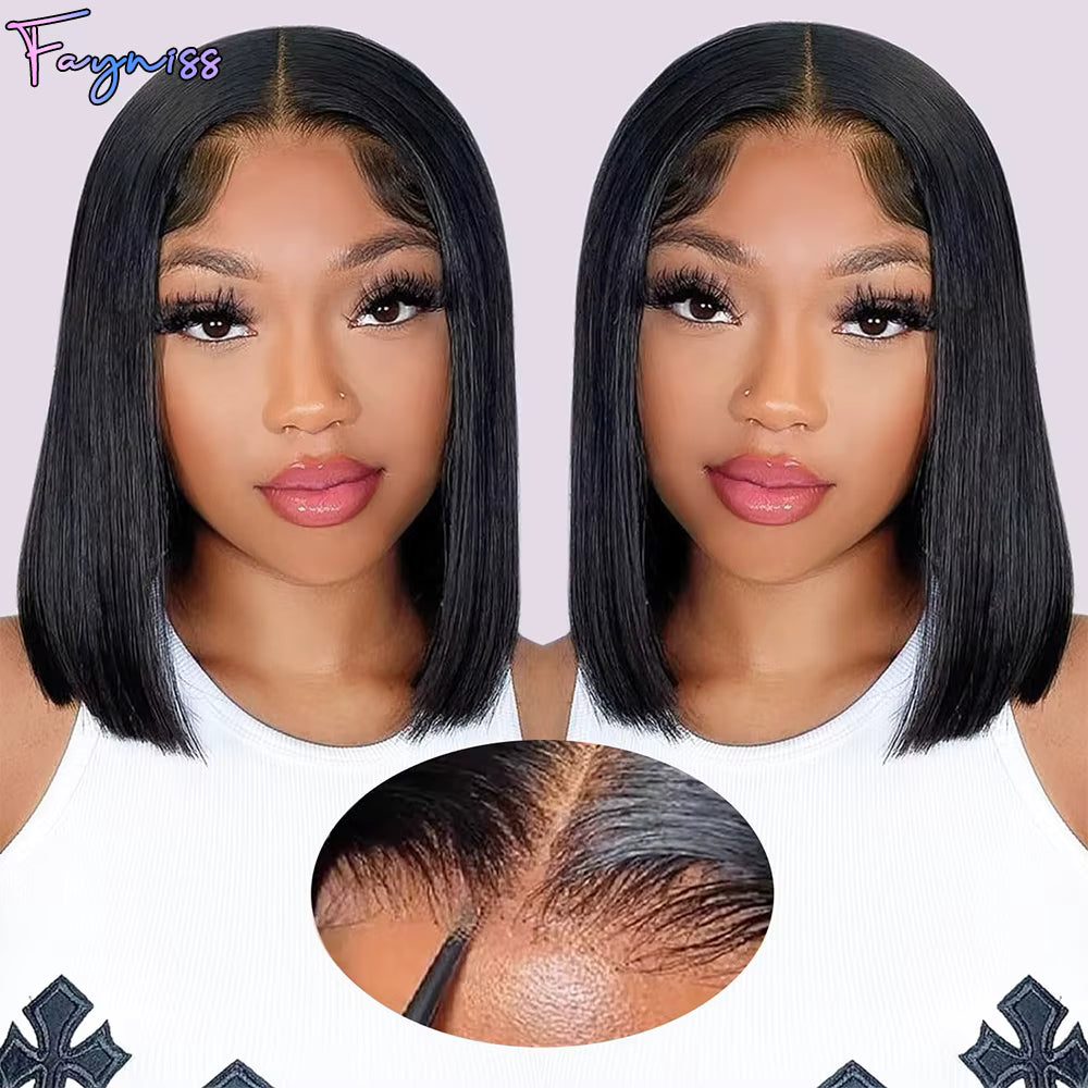 Wear and Go Glueless Straight Bob Wig 100% Human Hair Wigs for Women Pre Plucked Pre Cut Lace Front Wigs Human Hair
