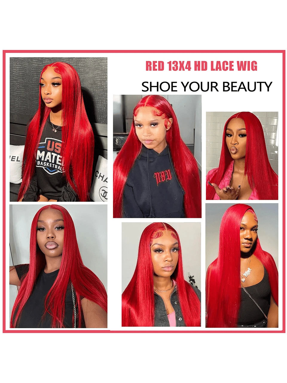 Red Lace Front Wigs Human Hair Straight 13X4 HD Lace Frontal Wigs Human Hair Burgundy Red Wig Pre Plucked with Baby Hair 250% Density Red Colored Straight Glueless Wigs for Women 32 Inch