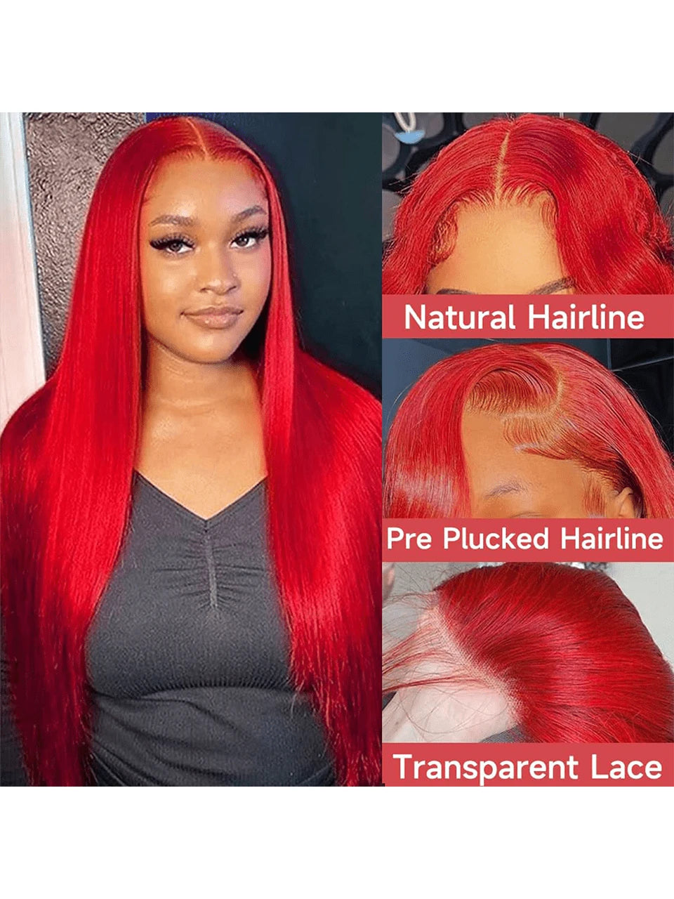 Red Lace Front Wigs Human Hair Straight 13X4 HD Lace Frontal Wigs Human Hair Burgundy Red Wig Pre Plucked with Baby Hair 250% Density Red Colored Straight Glueless Wigs for Women 32 Inch