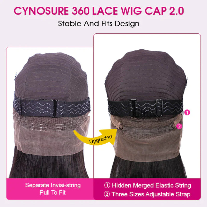 220% Density Glueless 360 Lace Frontal Wigs with Hidden Elastic String Ready & Go Affordable Snug Fit Human Hair Wigs Special Sale