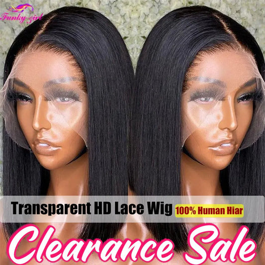 Brazilian Straight Bob Wig Human Hair Lace Front Wigs Pre-Pucked Short Bob Lace Part Wig for Women Human Hair Wigs