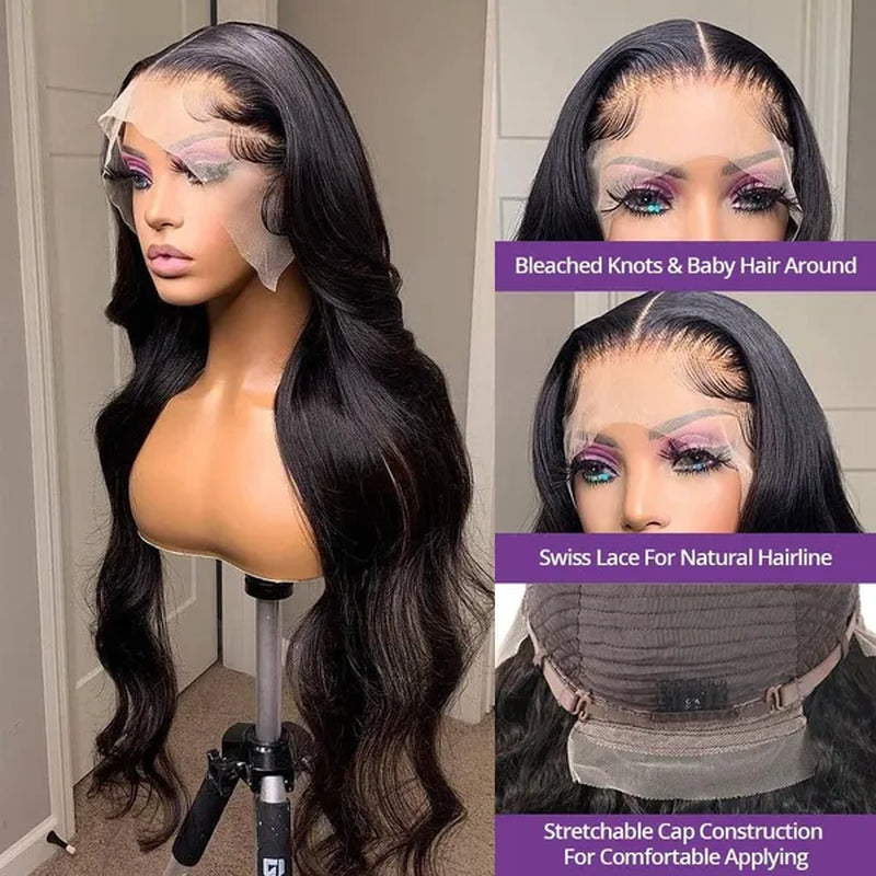 Lace Front Wigs Human Hair 13X4 Body Wave Transparent Lace Frontal Wigs 180% Density with Baby Hair Pre Plucked