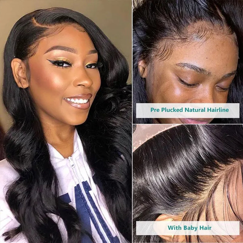 Lace Front Wigs Human Hair 13X4 Body Wave Transparent Lace Frontal Wigs 180% Density with Baby Hair Pre Plucked