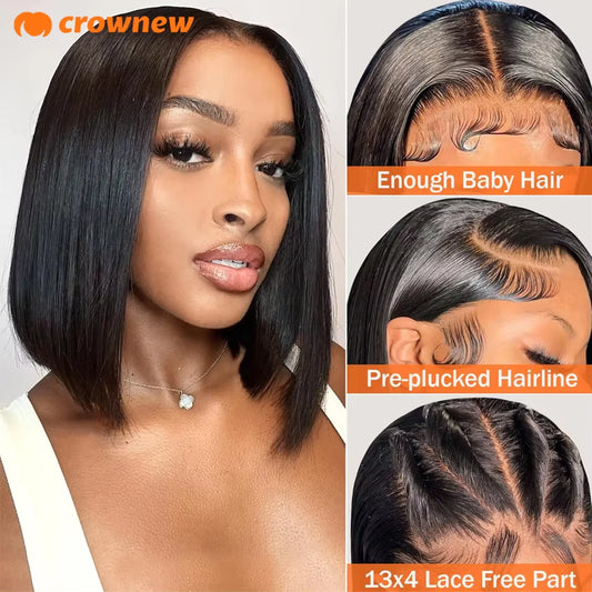 Bob Wig Human Hair Lace Front Wigs Human Hair 100% Human Hair Wigs Hd Transparent 13X4 Straight Lace Frontal Bob Wigs Cheap Wigs