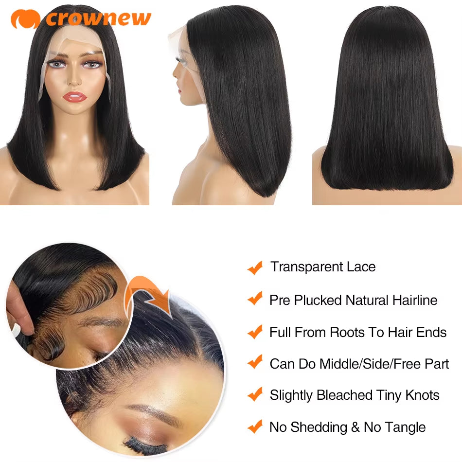 Bob Wig Human Hair Lace Front Wigs Human Hair 100% Human Hair Wigs Hd Transparent 13X4 Straight Lace Frontal Bob Wigs Cheap Wigs